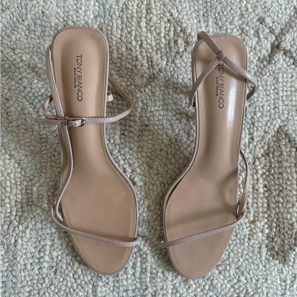 Tony Bianco Blush Strappy Square-Toe Heeled Sandals